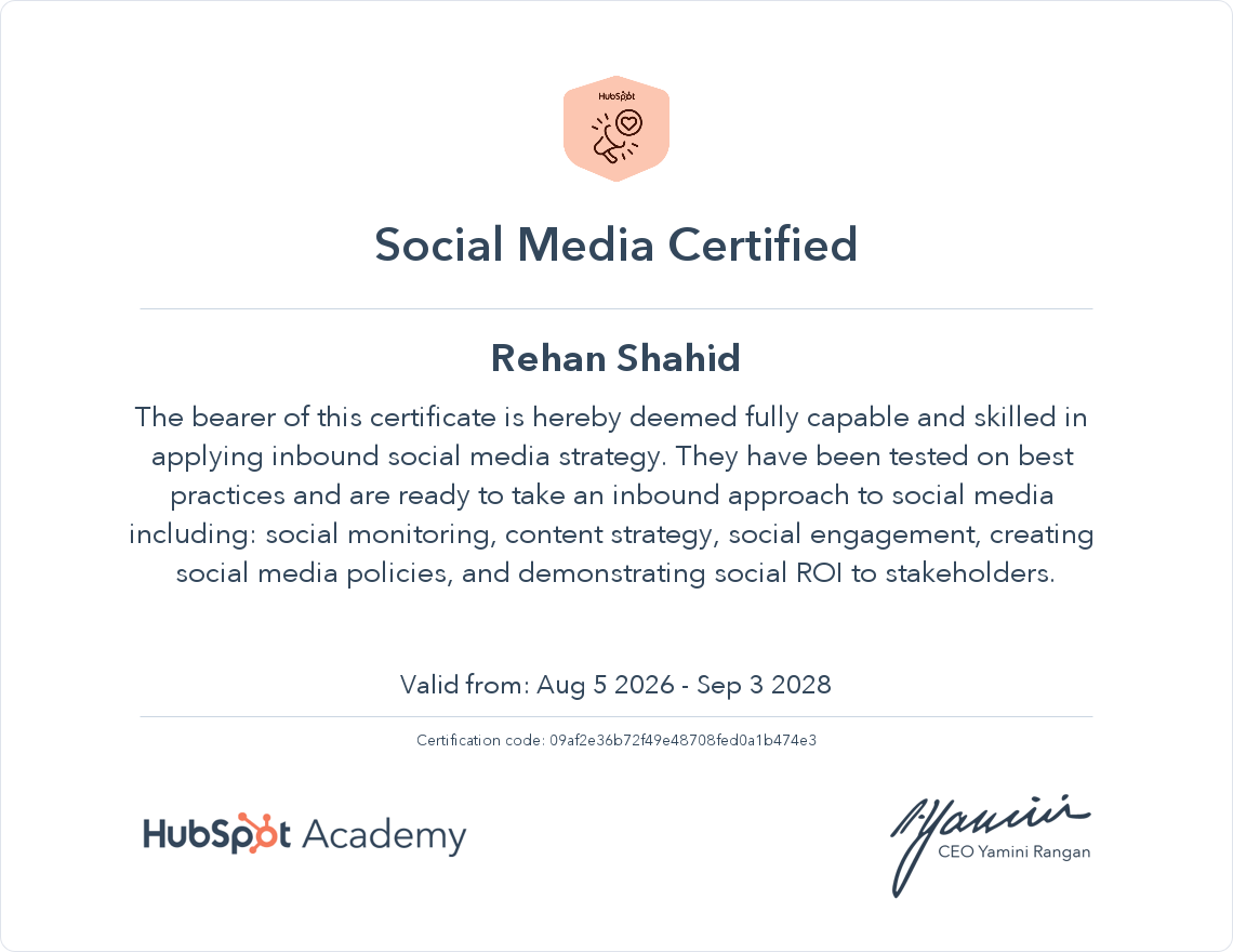 HubSpot Social Media Certified